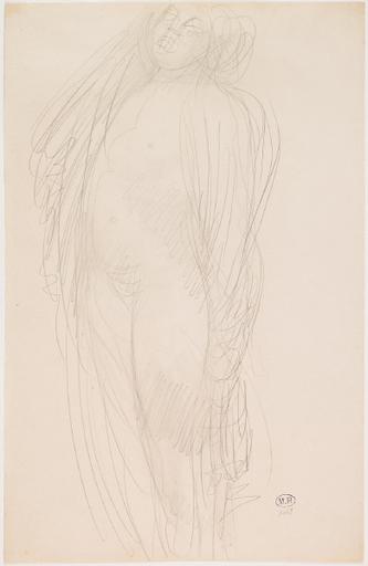 FEMME DEBOUT TOURNEE VERS LA GAUCHE, LES VETEMENTS OUVERTS_0