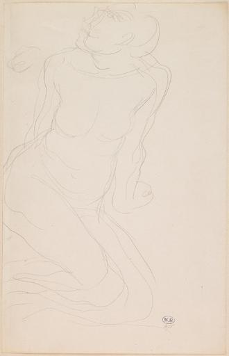 FEMME NUE ASSISE VERS LA DROITE, LE VISAGE TOURNE VERS LA GAUCHE_0