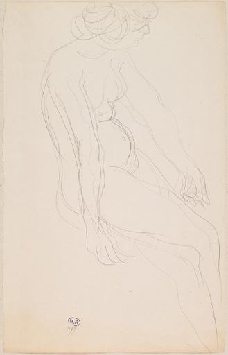 FEMME NUE ASSISE DE PROFIL VERS LA DROITE, LES BRAS PRES DU CORPS_0