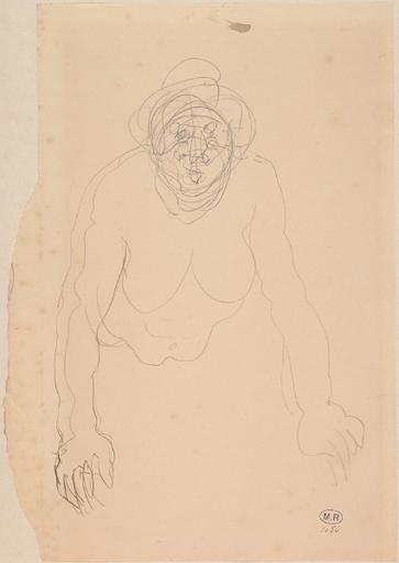 FEMME NUE SUR LE VENTRE, DE FACE, DRESSEE SUR LES MAINS_0