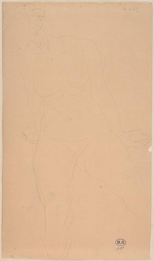 FEMME NUE ASSISE, DE FACE, EN APPUI SUR LES DEUX MAINS_0