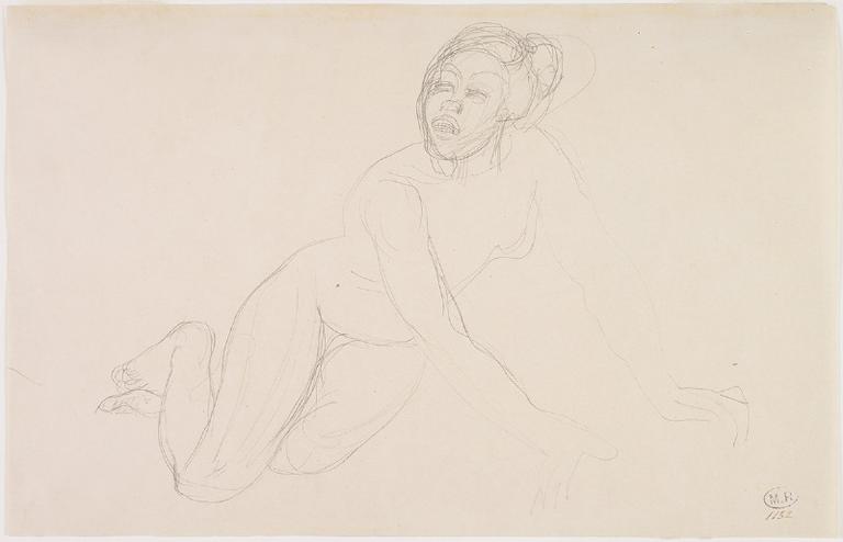 FEMME NUE A DEMI ALLONGEE SUR LE COTE, APPUYEE SUR LES DEUX MAINS, D'APRES HANAKO ? DANSEUSE JAPONAISE (1868-1945)_0