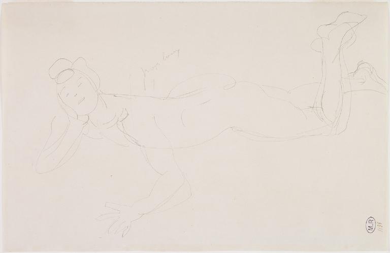 FEMME NUE A PLAT-VENTRE, LA TETE APPUYEE SUR UNE MAIN, D'APRES HANAKO ? DANSEUSE JAPONAISE (1868-1945)_0