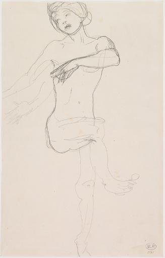 FEMME NUE, LES BRAS VERS LA GAUCHE, UNE JAMBE VERS LA DROITE, D'APRES HANAKO ? DANSEUSE JAPONAISE (1868-1945) ; REPRISE A GAUCHE DE LA MAIN DROITE_0