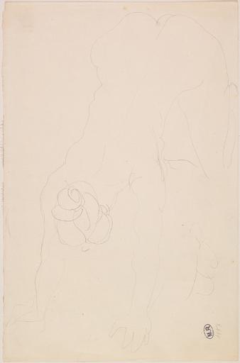 FEMME NUE ACCROUPIE, DE PROFIL A GAUCHE, LES BRAS TENDUS VERS L'AVANT ; REPRISE DES PIEDS EN BAS A GAUCHE_0
