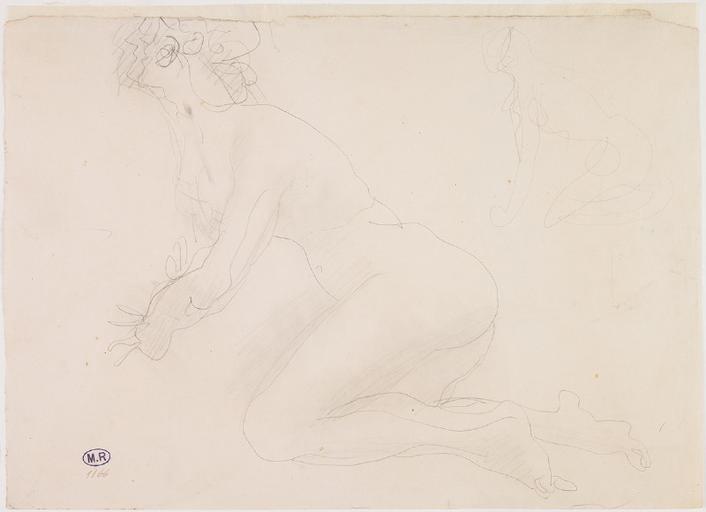 FEMME NUE A QUATRE PATTES VERS LA GAUCHE ; REPRISE DE LA SILHOUETTE EN HAUT A DROITE_0