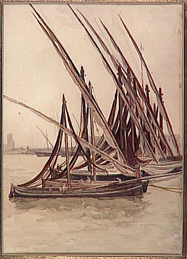 PORTO D'ANZIO : BARQUES A L'ANCRE, EFFET DE VERGUES_0