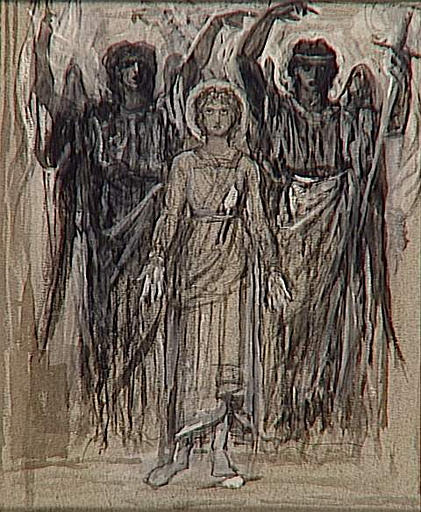 SAINTE DEBOUT ENTRE DEUX ANGES, BRAS LEVES_0