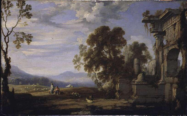 Paysage avec ruines à droite, Pierre Patel, 1676 avant