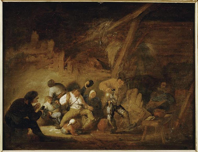 BUVEURS DANS UNE GRANGE_0