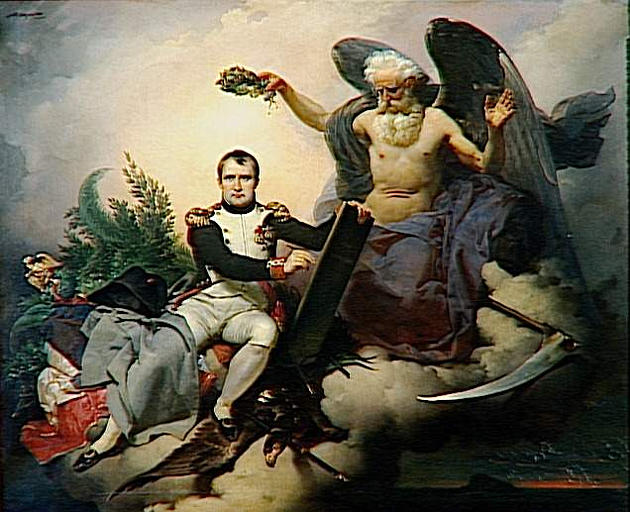 Napoléon, allégorie ; Napoléon Ier couronné par le Temps, écrit le Code Civil (autre titre)_1