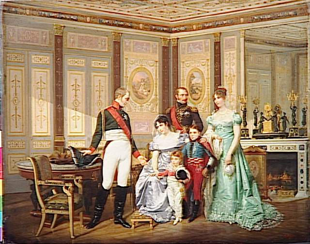 L'impératrice Joséphine reçoit à la Malmaison la visite du Tsar Alexandre Ier,  à qui elle recommande ses enfants, le prince Eugène, la reine Hortense et ses fils Napoléon-Louis et Louis-Napoléon (futur Napoléon III) (mai 1814)_0