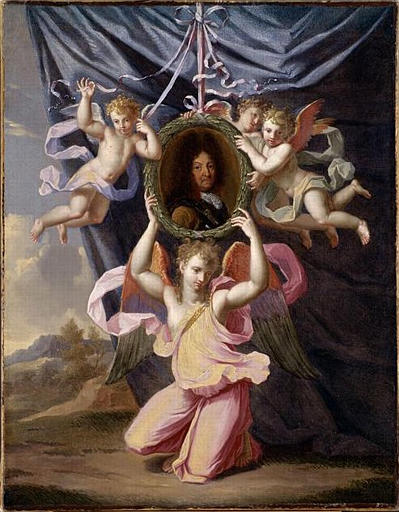 ANGES PRESENTANT LE MEDAILLON DE LOUIS XIV_0