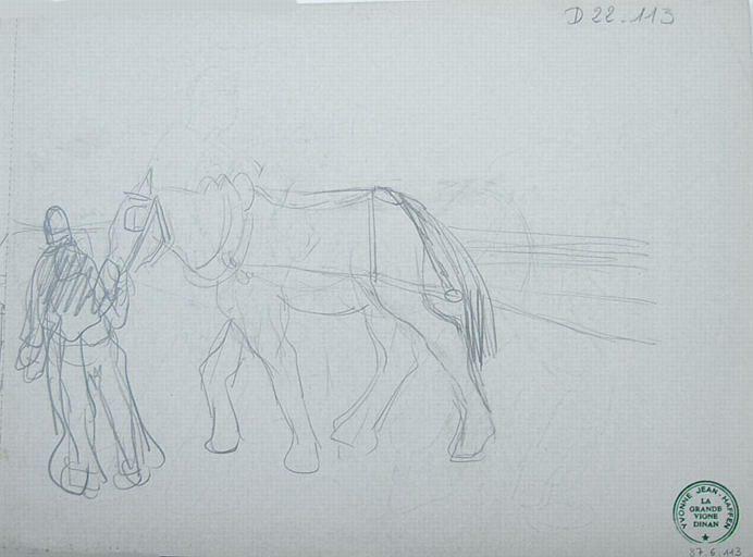 Travail du cordier : à la place du cheval (étude de geste) [titre attribué]_1