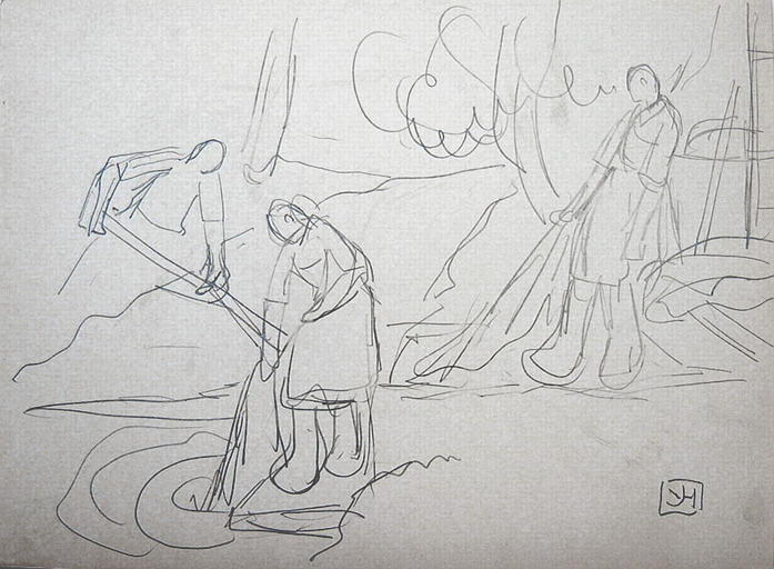 Rinçage des peaux à la rivière (étude) [titre attribué]_0
