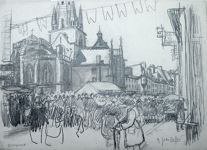 Guingamp, Pardon Notre-Dame : la foule au pied de l'église [titre attribué]_0