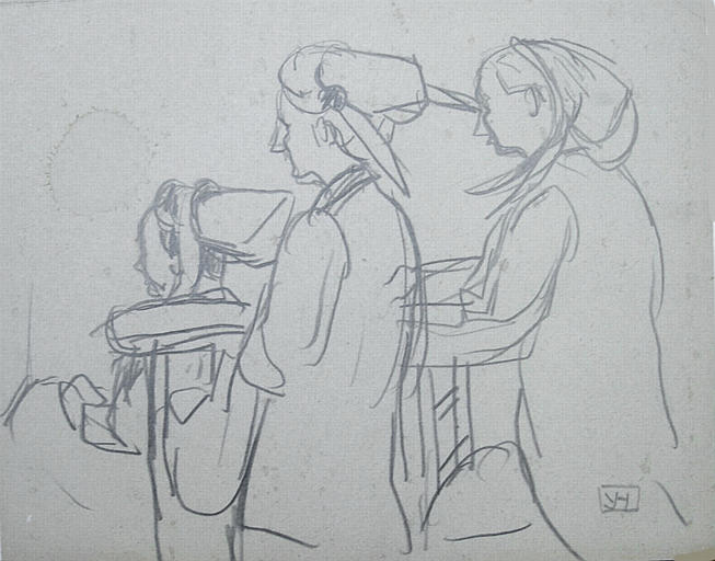 Trois femmes à l'église (esquisse) [titre attribué]_0