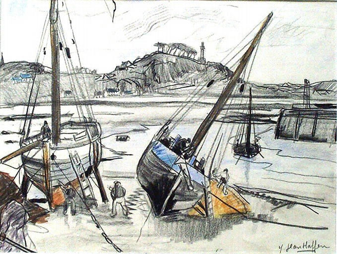 Paimpol : les bateaux à marée basse [titre attribué]_0