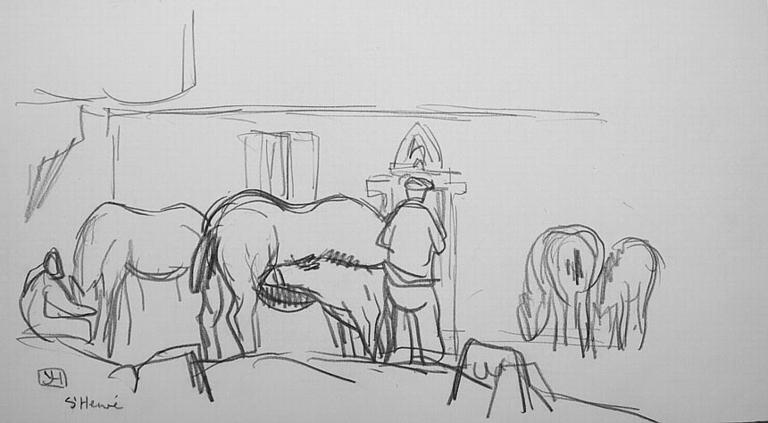 Chevaux à St Hervé (esquisse) [titre attribué]_0