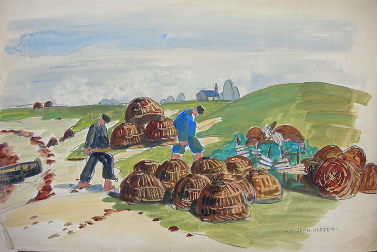 Casiers à homard sur brancard [titre attribué]_0