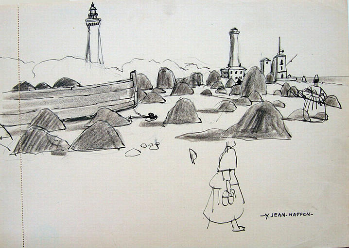 L'île Vierge : tas de goémons fumants [titre attribué]_0