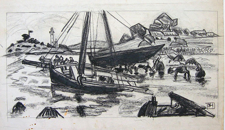 Les barques à marée basse [titre attribué]_0