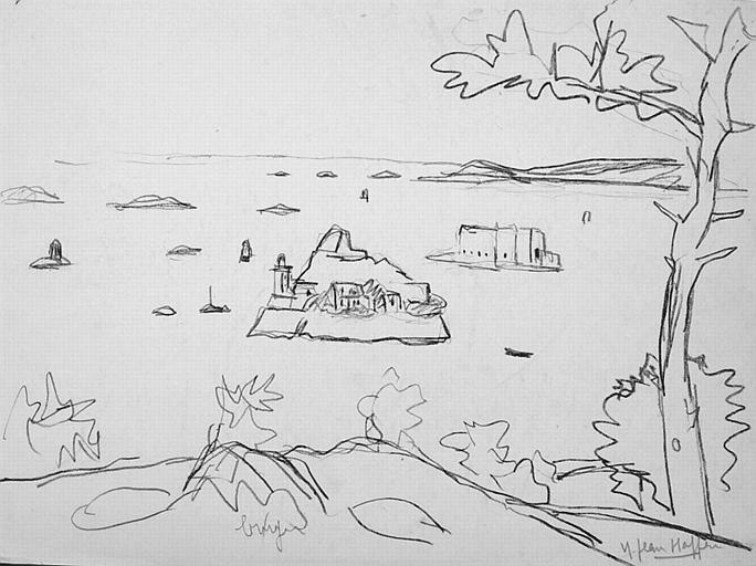 Château du taureau dans la baie de Morlaix (esquisse) [titre attribué]_0