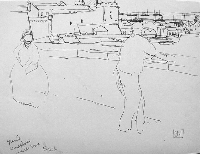 Brest : le port et la rade (esquisse) [titre attribué]_0