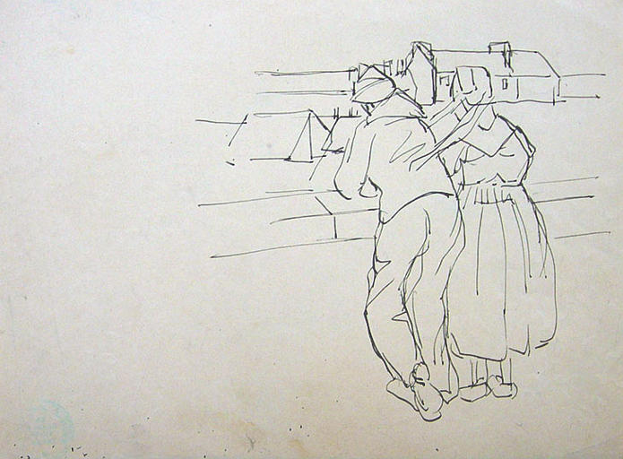 Couple d'observateurs (esquisse) [titre attribué]_0