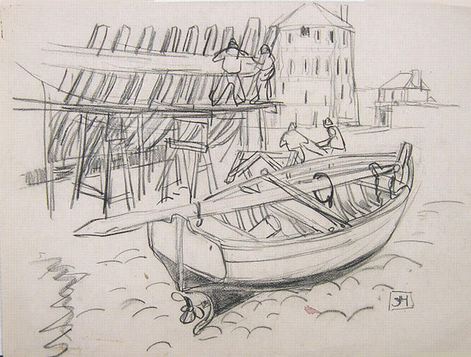 Une barque devant le fort Vauban (esquisse) [titre attribué]_0