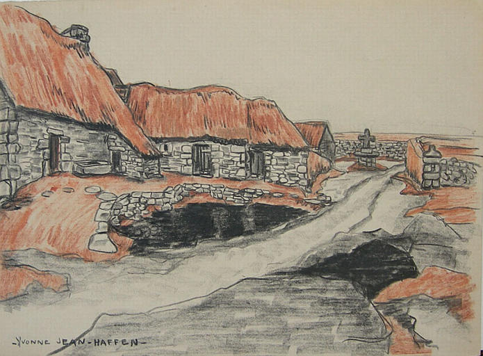 Ile de Batz : chaumière et pierre sèche [titre attribué]_0