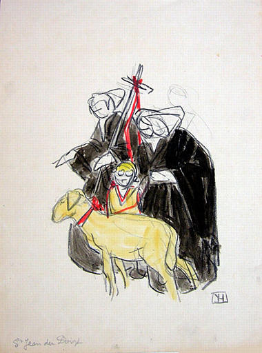 St Jean du Doigt : l'agneau, St Jean et les deux femmes (esquisse) [titre attribué]_0
