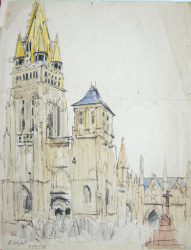 Le Folgoët : l'église (esquisse) [titre attribué]_0