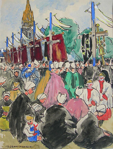 Le Folgoët : bannières et procession [titre attribué]_0