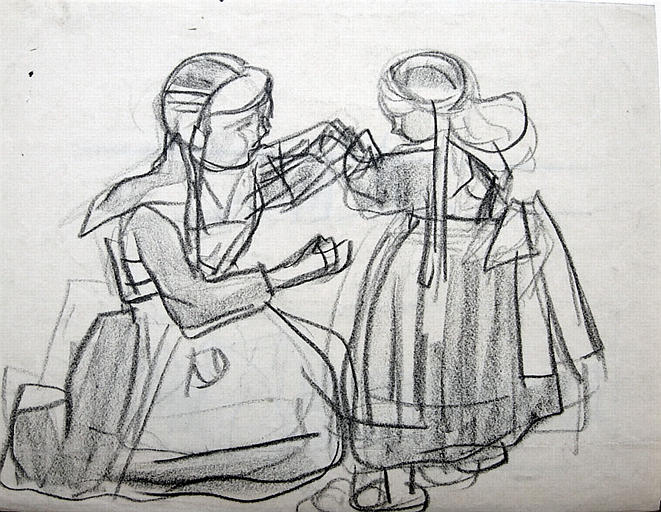 Petites filles (étude de geste) [titre attribué]_0