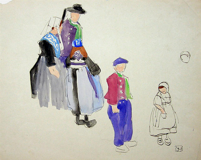 Plougastel : costumes pour toute la famille (étude de costume) [titre attribué]_0