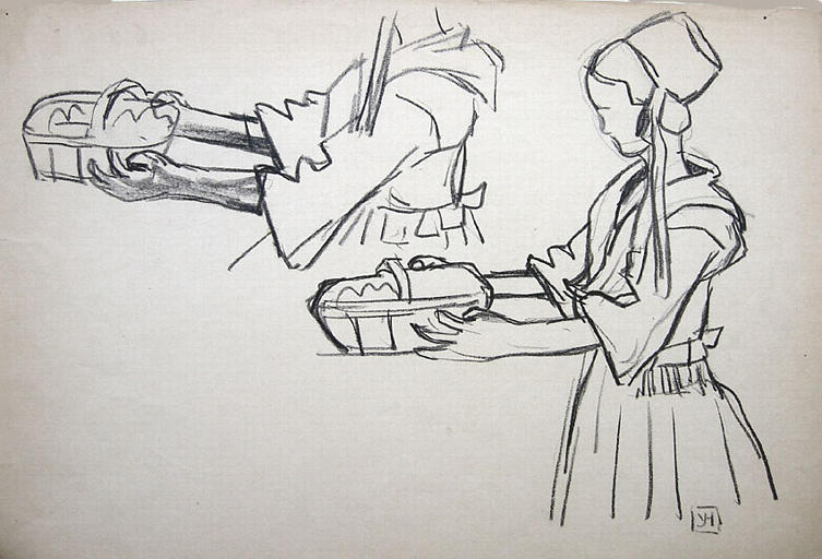 Offrande de fraises (étude de geste) [titre attribué]_0