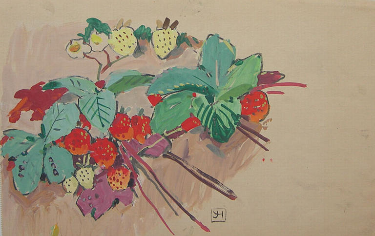 Fraises jaunes et rouges (étude de couleur) [titre attribué]_0