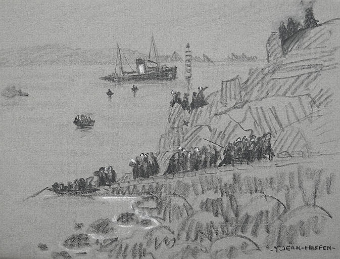 Ouessant : cortège sur la cale [titre attribué]_0