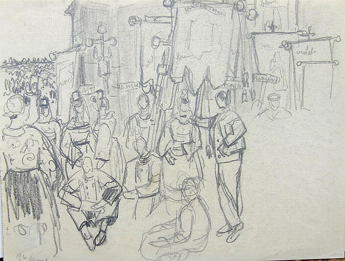 Assemblée de bannières (esquisse) [titre attribué]_0