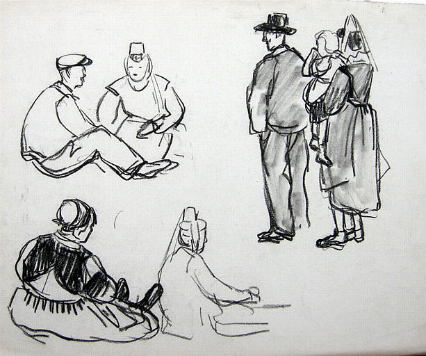 Les gens de la procession (étude de geste) [titre attribué]_0