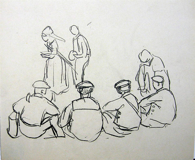 Les hommes assis (étude de posture) [titre attribué]_0