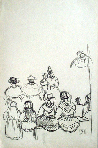 Femmes assises sur un banc (étude) [titre attribué]_0