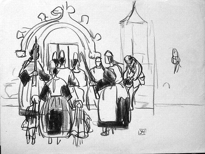 En entrant dans l'église ( esquisse) [titre attribué]_0