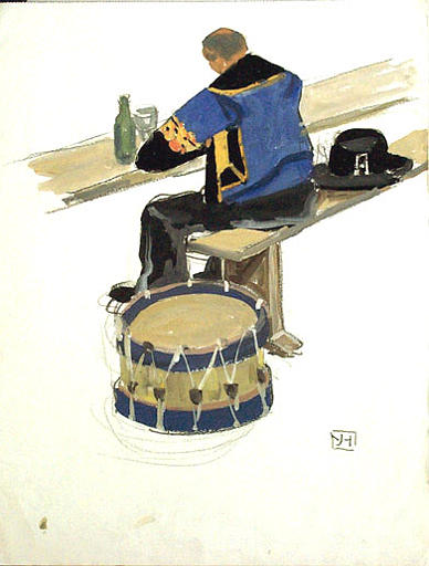 Pardon de la Troménie, tambour devant un verre [titre attribué]_0