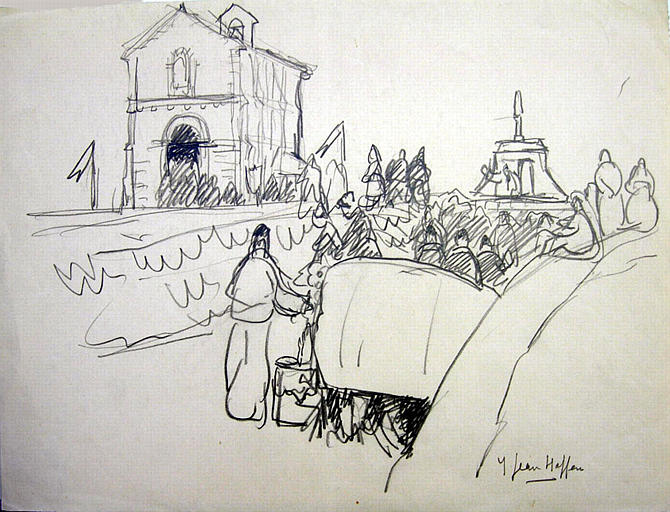 Pardon de la Troménie, à la station de St Ronan (esquisse) [titre attribué]_0