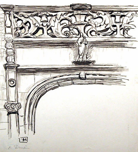Portail de l'Hôtel Beaumanoir (détail sculpture) [titre attribué]_0