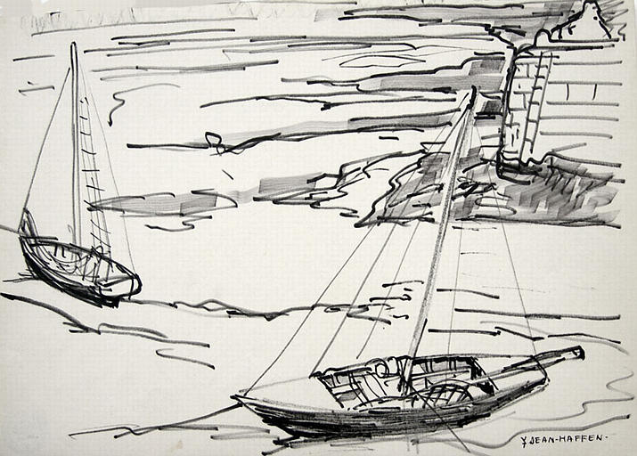 Petits bateaux au repos, étude [titre attribué]_0