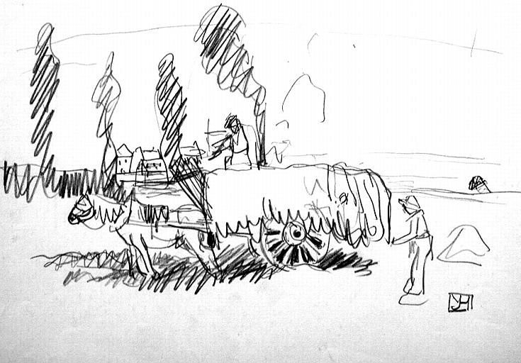 Charrette de foin (croquis) [titre attribué]_0