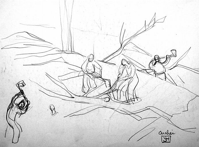 Cerclier : La coupe des branches (Croquis) [titre attribué]_0